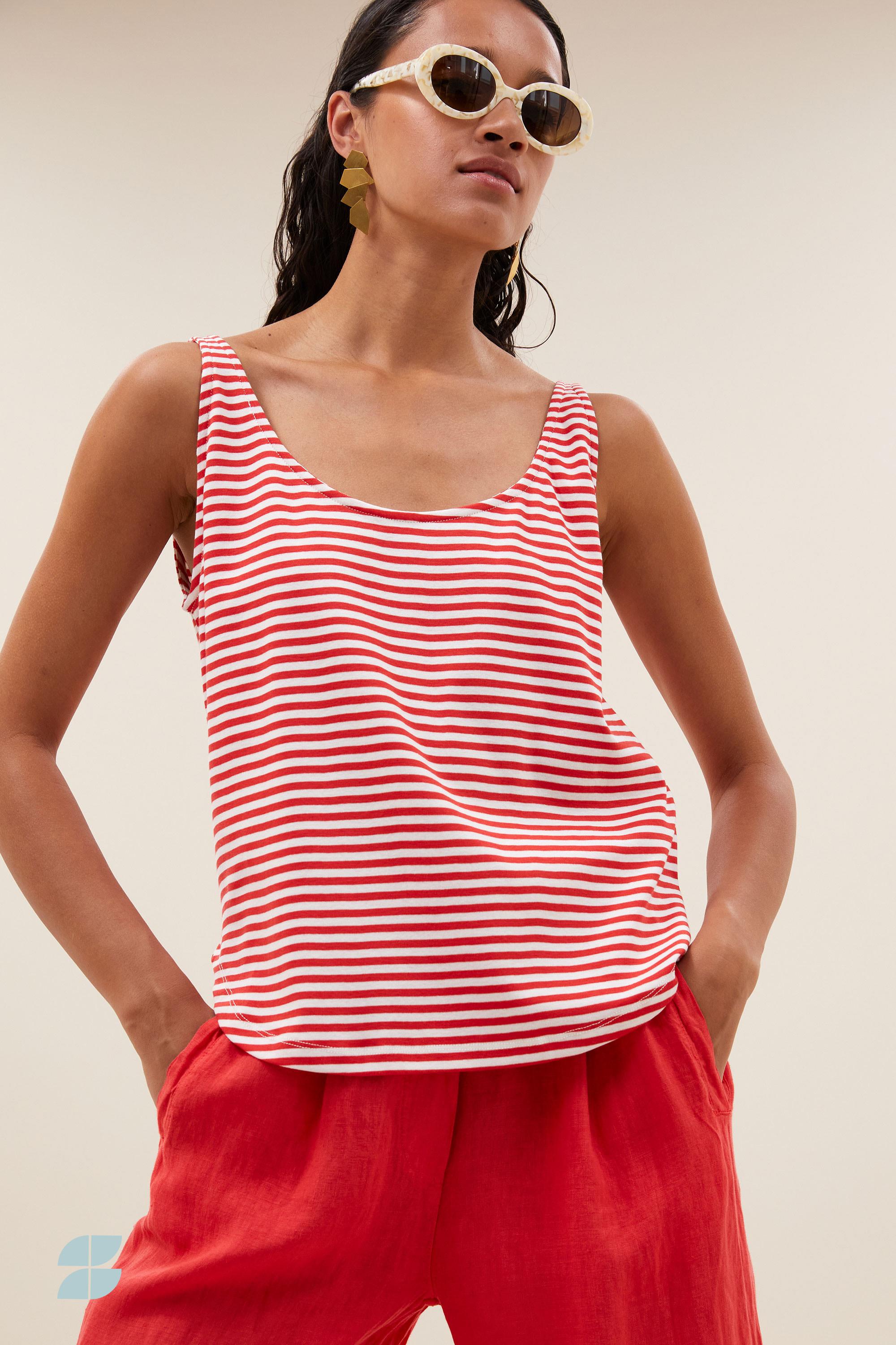 By-Bar Kid Stripe Singlet Damen Trägertop weiß-rot